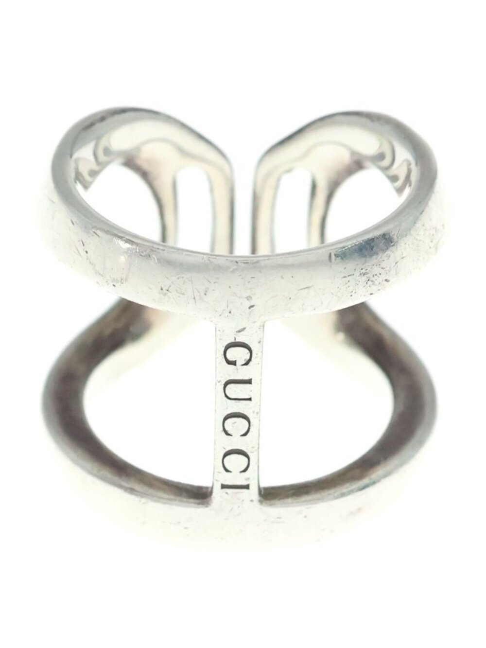 Gucci Logo Stamp Stuffa Ring Silver